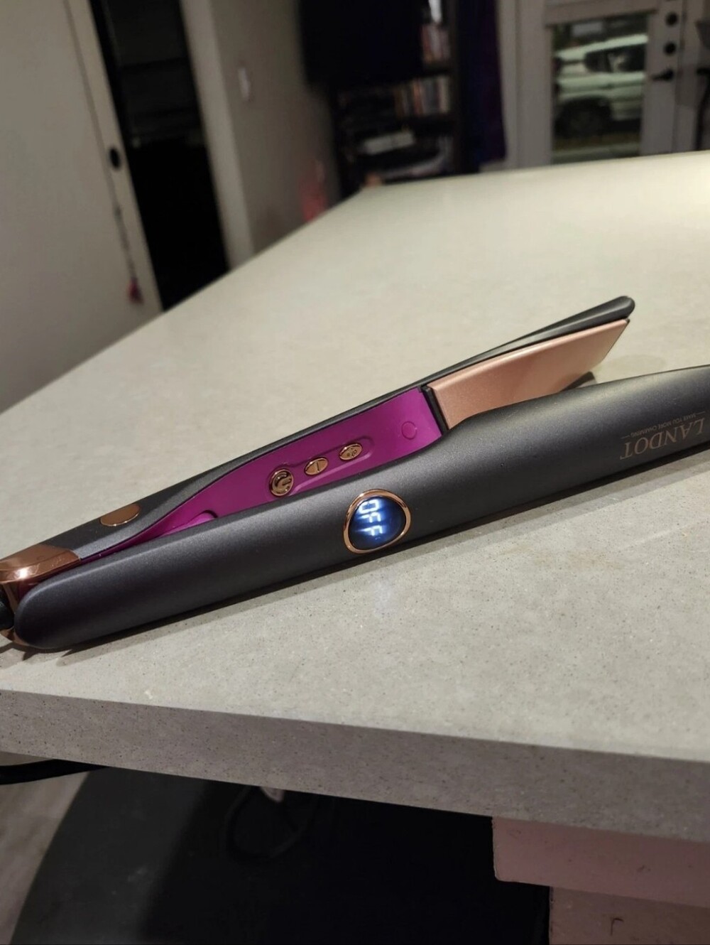 LANDOT Hair Straightener and Curler 2 in 1, Twist Straightening Curling Iron